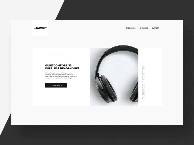 Bose QC35 Site concept bose clean design headphones interface light qc35 quietcomfort ui user web