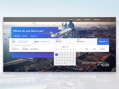 Concept of booking for travel web
