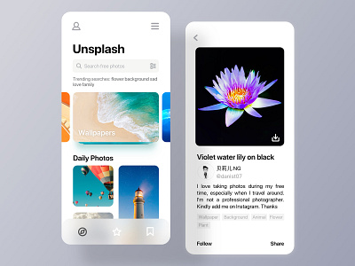 Unsplash concept UI