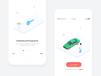 'Fingcar' - Concept Mobile app onboarding car fingerprint onboarding