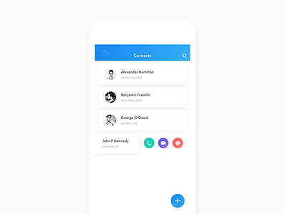 Minimal contact list screen chat color contact gradient ios minimal mobile ui ux white