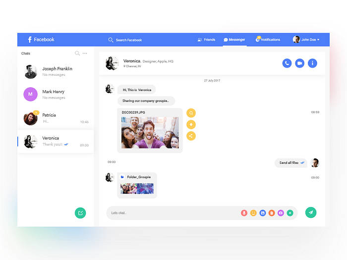 Facebook Messenger Redesign Concept by Muthu Nathan on Dribbble