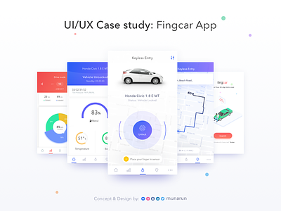 UI/UX case study of my conceptual app - Fingcar app case concept design fingerprint interaction medium mobile study ui uiux ux