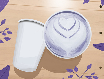 Hot Taro Latte cafe design drinkillustration foodillustration illustration restaurant