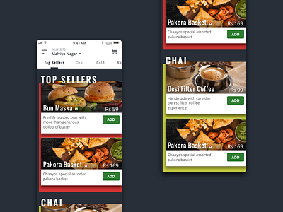 Concept: Online Ordering Menu breakfast chaayos delivery dining food luxury menu order snacks tea top sellers ui