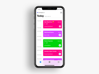 Time tracking projects on iOS