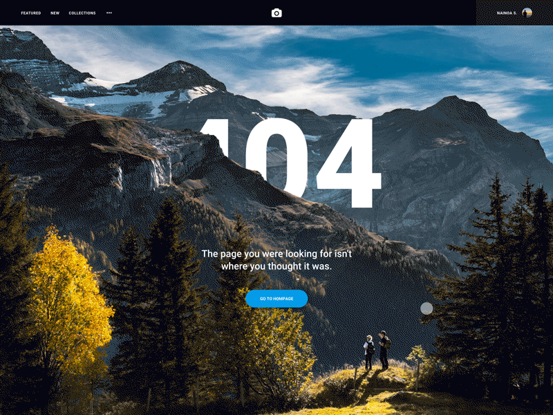 404 Page 404 404 page after effects dailyui day008 design mountains nature parallax ui unsplash web