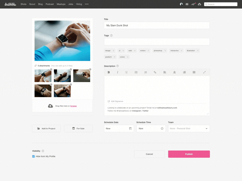 #MakeItBetter: [Dribbble] Shot Details details dribbble editor interface makeitbetter shot tagging tags ui ux web design wysiwyg