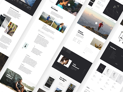 Jaybird 🎧 - PDP, Athlete and About pages clean design ecommerce headphones layout minimal shop store ui ux web design website