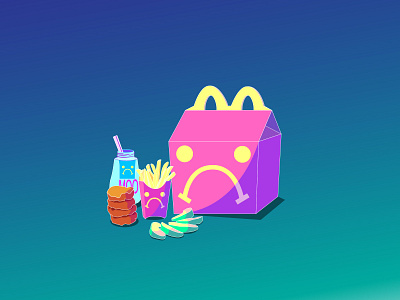 unhappy meal illustration illustration vector