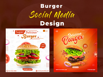 Burger Social Media Post DEsign banner design branding design facebbok post illustration instagram banner instagram post instagram stories instagram template minimal
