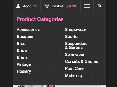 Product Categories slide down