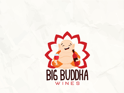 Wine company buddha budha cartoon character cleancut design fun illustration logo wine