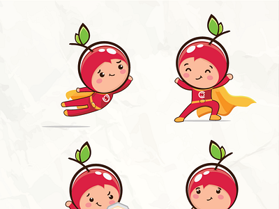 Cherry Hero cartoon character cleancut design illustration vector