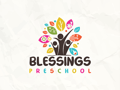 Blessings art branding chemistrty child children cleancut design illustration kid logo preschool science steam vector