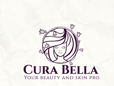 Cura Bella beauty bella branding cleancut design floral illustration line art logo minimalistic skin skin care logo sophisticated vector wellness woman
