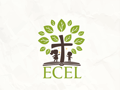 ECEL branding children christian school cleancut cross design green illustration kids logo minimal sophisticated tree vector