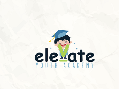 Elevate academy boy branding cartoon character child cleancut design elevate fun graduation hat illustration learning learning logo logo school vector