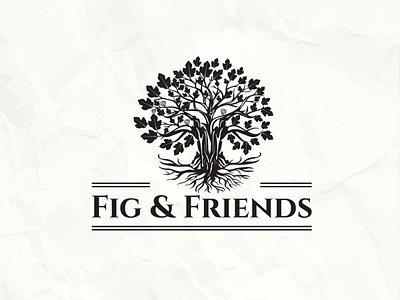 Fig and friends black bold branding cleancut design elegant fig fig tree flat illustration logo minimal sophisticated strong tree vector