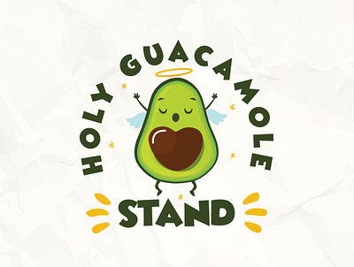 Holy Guacamole angel avocado branding cartoon cleancut design food stand fun funny green halo heart holy holy guacamole illustration logo sophisticated vector wings