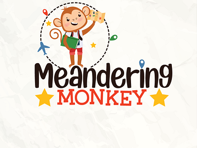 meandering Monkey branding cartoon character cleancut design illustration location logo meandering meandering monkey monkey pin traveler traveling vector