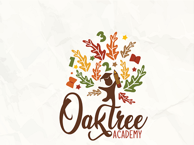 OAkTree Academy branding child children cleancut design education illustration kids kindergarten learning logo minimal nursery oak oak tree preschool school vector