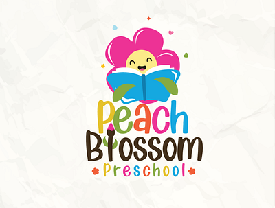 Peach blossom preschool child children cleancut colorful colorful logo cute cute flower design flower illustration kids learning logo kids logo learning logo preschool logo vector