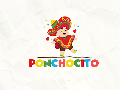 Ponchochito baby branding character cleancut cute cute logo design illustration kids kids poncho logo mexican child logo poncho logo retail sea poncho vector