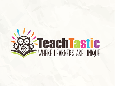 Teach Tastic child children colorful early learning logo education logo flat logo fun logo kids kids learning kids logo learning logo owl owl logo preschool logo teaching logo