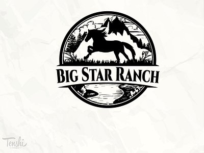 Big star ranch cleancut design horse illustration logo ranch sophisticated vector