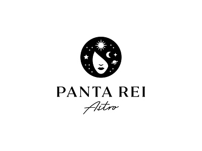 Panta Rei Astro astrology head icon logo mark moon panta planets portrait rei spark star sun symbol woman