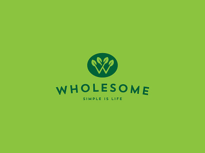 Wholesome food leaf life logo organic simple w