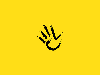 Hand artistic black hand icon logo yellow