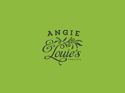 Angie & Louie's branch food green icon leaf logo olive restaurant vintage