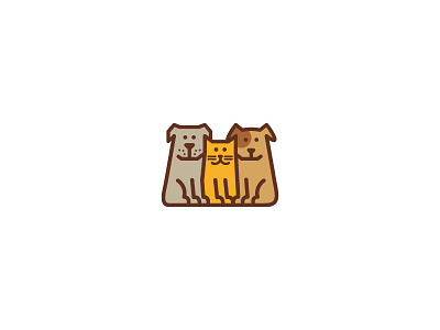 Two Dogs And Cat cat dog flat icon logo simple