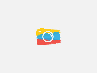 Camera icon brush camera colors flat icon lens logo trace
