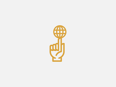 Gold Finger finger globe gold hand icon logo