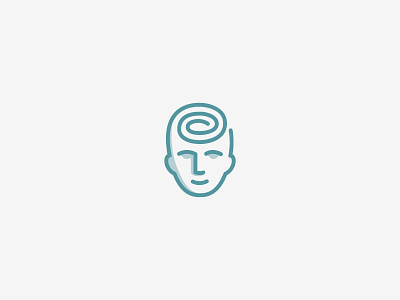 Mind flat head human icon logo mind simple spiral think