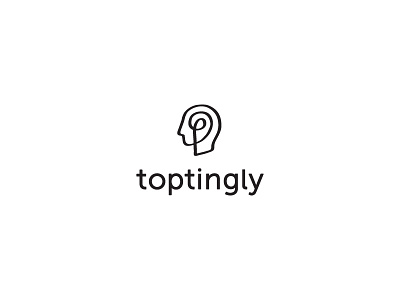 toptingly black brain head icon logo mind think tingly top white