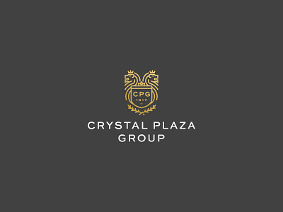 Crystal Plaza Group crest crystal group hotel icon lions logo plaza
