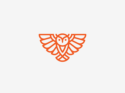Owl animal bird icon logo orange owl wings