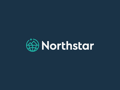 Northstar blue globe ice icon logo mountain north sea sphere star