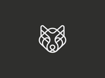 Wolf animal black head icon logo white wolf