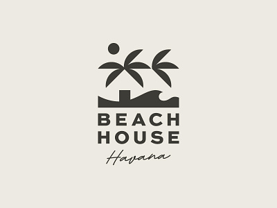 Beach House Havana beach havana house icon letters logo mark palm sand script sea sun symbol