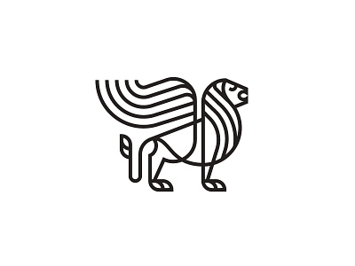 Winged Lion animal big cat icon king line lion logo mark symbol winged wings