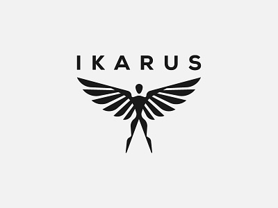 Ikarus bird fly human icarus icon ikarus logo mark spread symbol winged wings