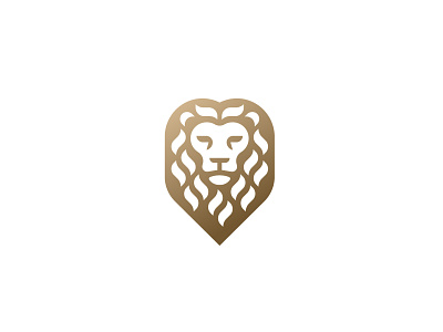 Gold Lion animal head icon lion logo mane mark symbol