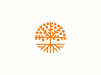 Orange Tree brach fruit icon leaf logo mark orange orchard root symbol tree