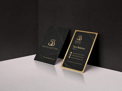 Vertical Golden Business Card Design Template business card business card design golden business card vertical business card