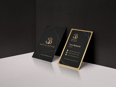 Vertical Golden Business Card Design Template